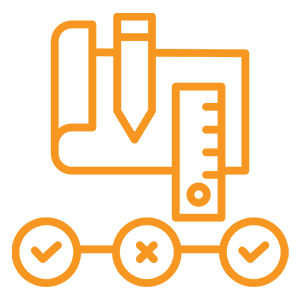 Pencil, ruler, and checklist icons illustration.