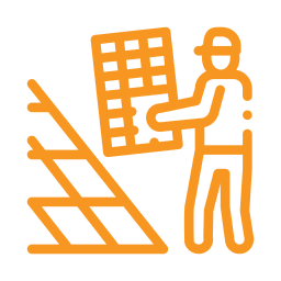 Person installing solar panels illustration.